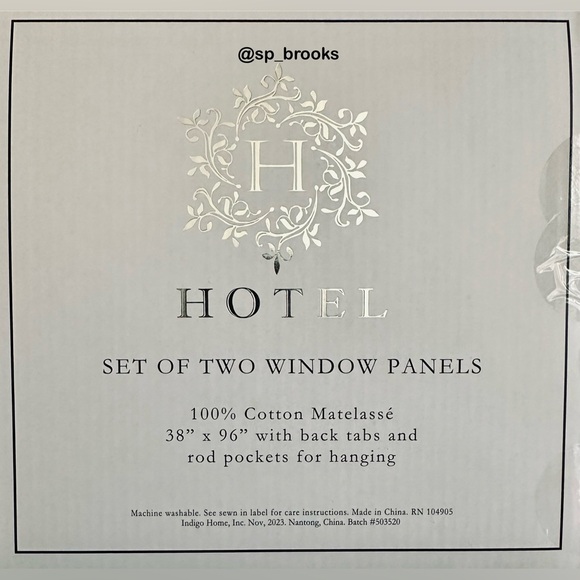 🎁Hotel Window Panels - 2 Pieces - Back Tabs - 100% Matelassé Cotton - 38” x 96” - Picture 3 of 4